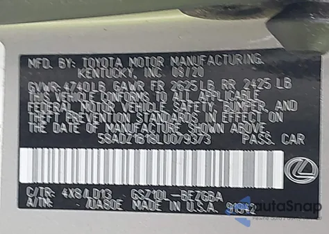 2020 Lexus Es 350 из США, поврежденный, VIN 58ADZ1B18LU079373